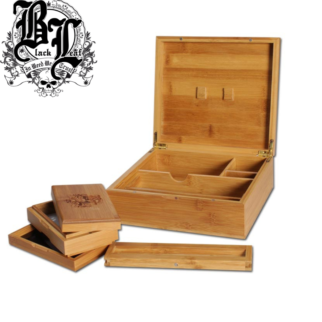 Holzbox, Black Leaf®, Stoner Box, Skull, offen